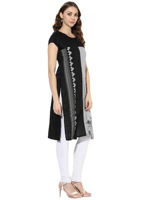 Grey Printed cotton stitched kurti 4