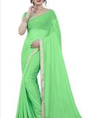 Green embroidered lycra saree with blouse