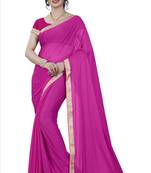 Pink embroidered lycra saree with blouse