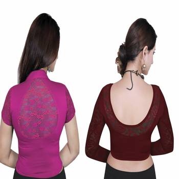 Rani and brown solid stitched blouse 3