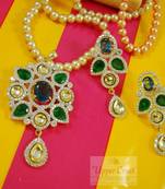 CZ Kundan Pendent Earring Jewellery Set