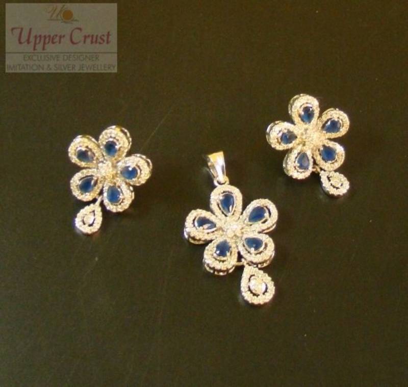 Flower Power CZ Pendent Earring Jewellery 