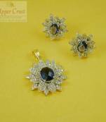 Sapphire Blue CZ Pendent Earring jewellery set