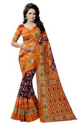 Multicolor printed bhagalpuri silk saree with blouse 1