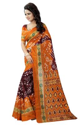 Multicolor printed bhagalpuri silk saree with blouse 2