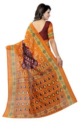 Multicolor printed bhagalpuri silk saree with blouse 3