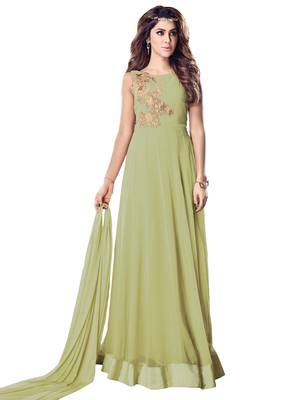 Olive embroidered georgette salwar 1