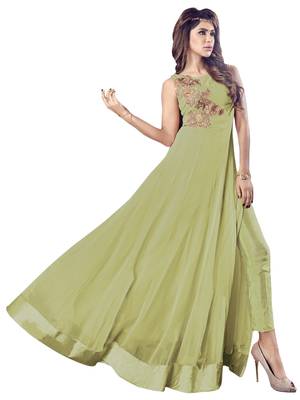 Olive embroidered georgette salwar 2