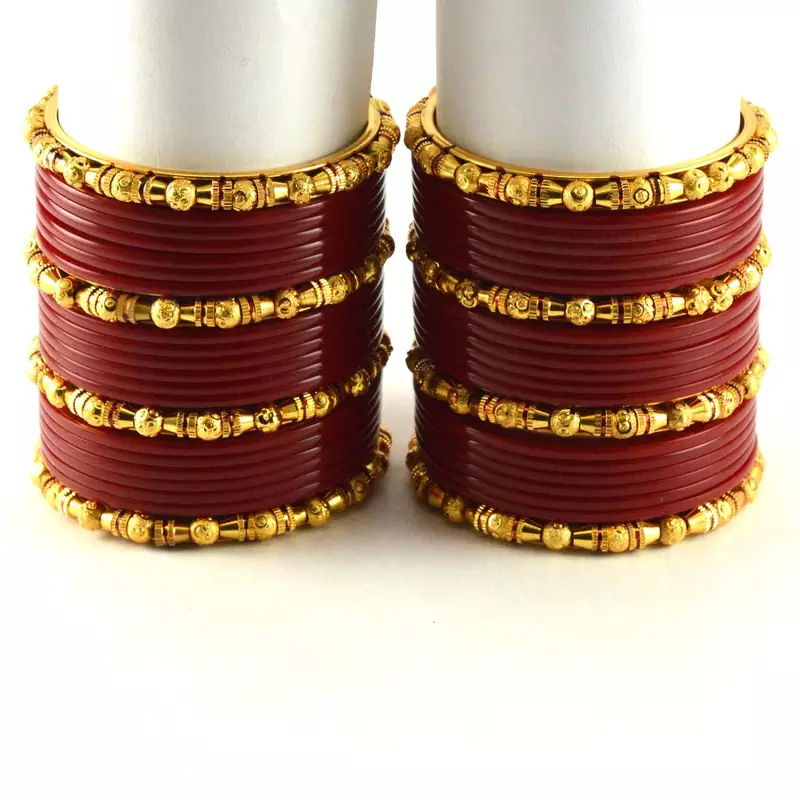 Brass Bangles Colour Red