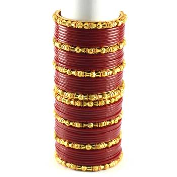 Brass Bangles Colour Red 2