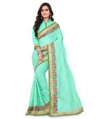 Sky blue embroidered faux georgette saree with blouse