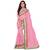 Pink embroidered faux georgette saree with blouse
