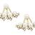 Flower Studed Crystal American Diamond Pearl 18K Gold Plated Bass Stud Earrings Combo For Women