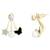 Flower Studed Crystal American Diamond Pearl 18K Gold Plated Bass Stud Earrings Combo For Women