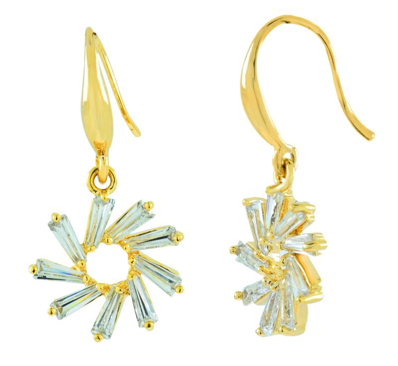 Flower Studed Crystal American Diamond Pearl 18K Gold Plated Bass Stud Earrings Combo For Women