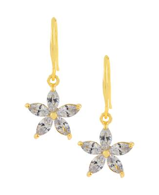 Flower Studed Crystal American Diamond Pearl 18K Gold Plated Bass Stud Earrings Combo For Women 5