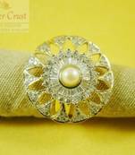 CZ Pearl Adjustable Cocktail Ring