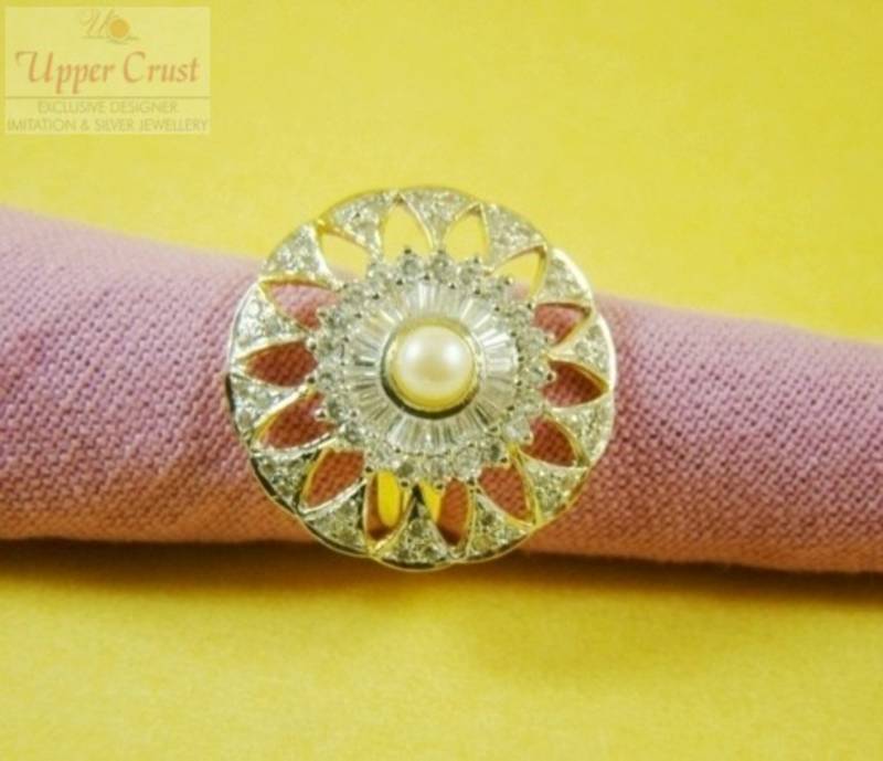 CZ Pearl Adjustable Cocktail Ring