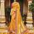 Yellow embroidered banarasi silk saree with blouse