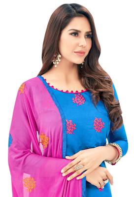 Blue embroidered silk salwar 2
