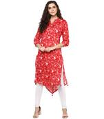 red printed rayon stitched kurti
