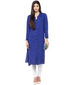 blue plain rayon stitched kurti