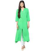 green plain rayon stitched kurti
