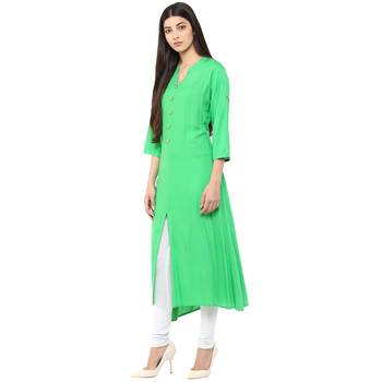 green plain rayon stitched kurti 3