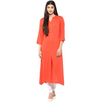 RIDAN Orange plain rayon stitched kurti 1