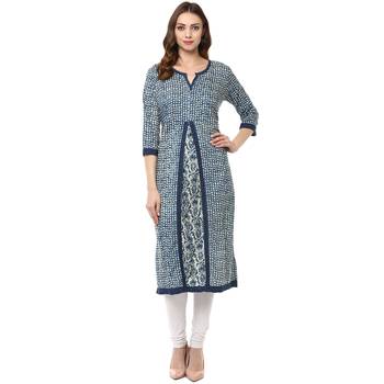 indigo printed cotton stitched kurti 1