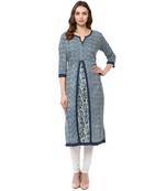 indigo printed cotton stitched kurti