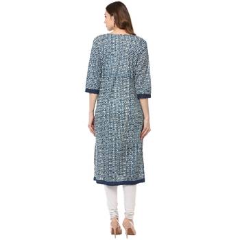 indigo printed cotton stitched kurti 2
