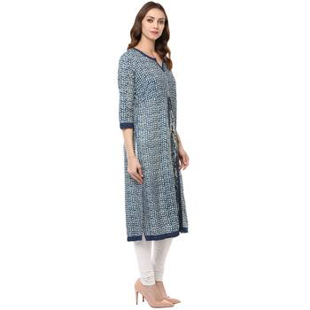 indigo printed cotton stitched kurti 3