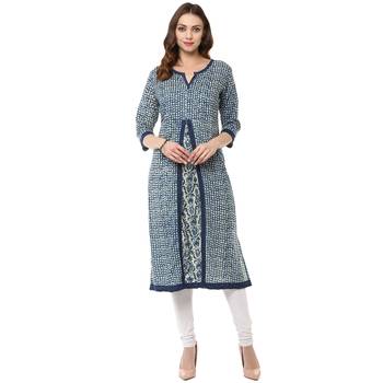 indigo printed cotton stitched kurti 4