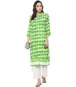 green white printed cotton stitched kurti