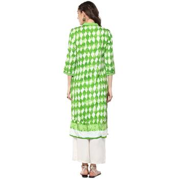 green white printed cotton stitched kurti 2