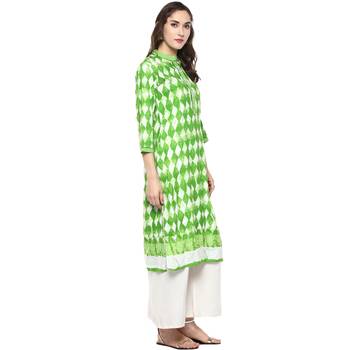 green white printed cotton stitched kurti 4