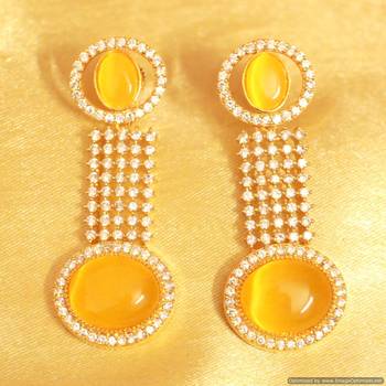Yellow Onyx Cz Studded Danglers 1