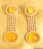 Yellow Onyx Cz Studded Danglers