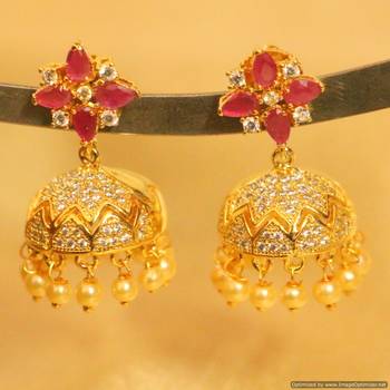 Ruby Diamond Look Gold Plated Jhumki 1