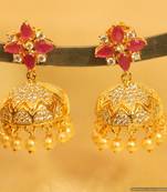 Ruby Diamond Look Gold Plated Jhumki