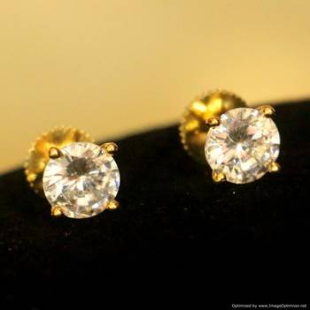 Gold Plated Solitaire Look Earrings 1