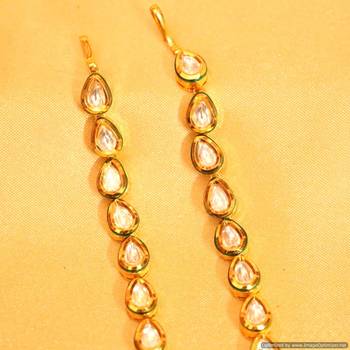Kundan Meenakari Pear Shaped Ear Chains 2