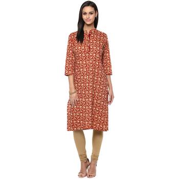 Ridan Women brown printed cotton stitched kurti 1