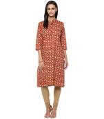 Ridan Women brown printed cotton stitched kurti