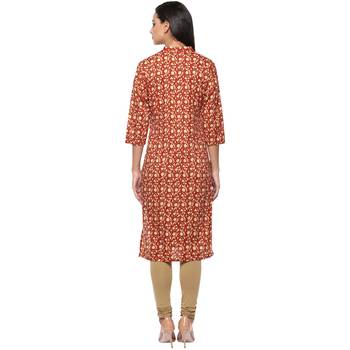 Ridan Women brown printed cotton stitched kurti 2