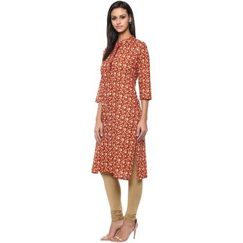 Ridan Women brown printed cotton stitched kurti 3
