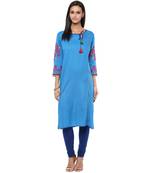 Ridan blue embroidered  rayon stitched kurti