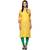 Ridan yellow rayon embroidered stitched kurti
