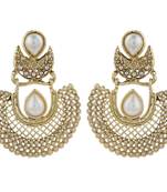 gold plated pearl chaand bali antique traditional earring